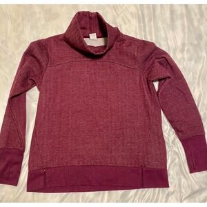 Avia Womens Purple Herringbone Funnel Neck Pullover Sweatshirt Thumbholes Size M